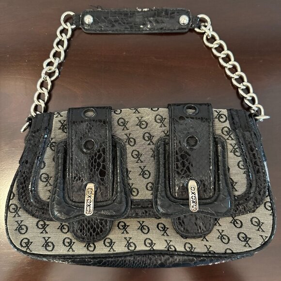 Vintage Small Black & Gray White XOXO Handbag Purse Inside Pockets Y2K - Picture 2 of 12